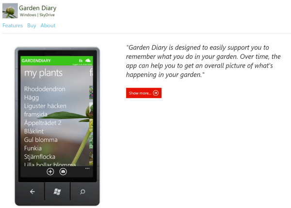 A window phone app to collect garden information